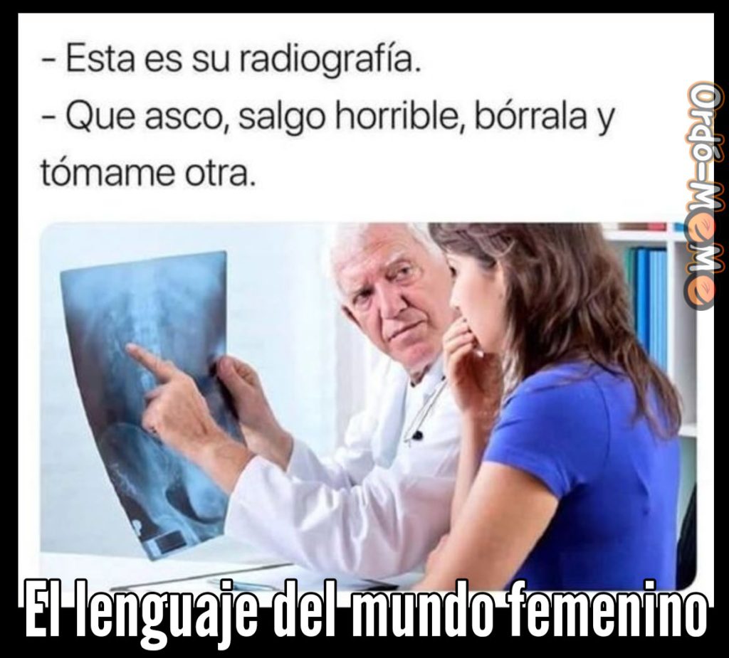 Meme sobre lenguaje médico femenino