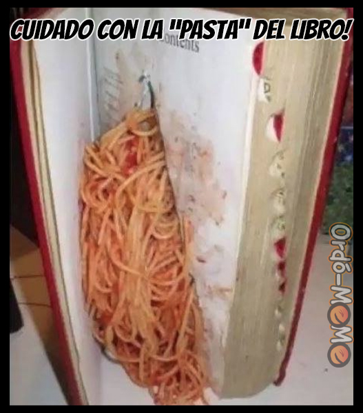 Meme de la pasta del libro Meme sobre la pasta de un libro